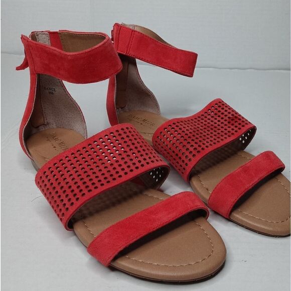 Isaac Mizrahi red ankle strap sandals size 8 - Picture 1 of 10